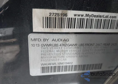 2014 Audi A4 2.0T Premium из США, поврежденный, VIN WAUAFAFL1EN019402